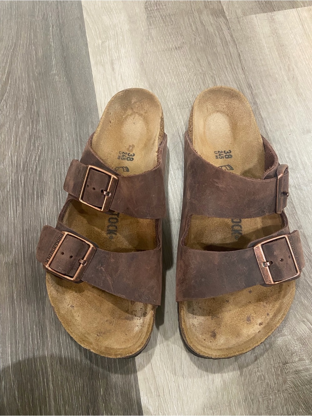 Birkenstock Arizona Soft Brown Suede Two-Strap Sandals Sz 7